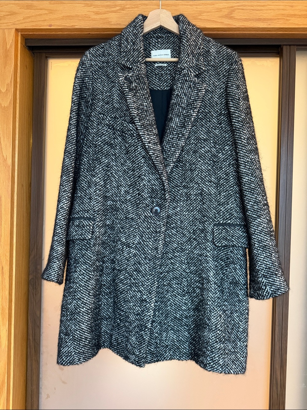 Isabel Marant Étoile Wool Black & White Herringbone Coat
